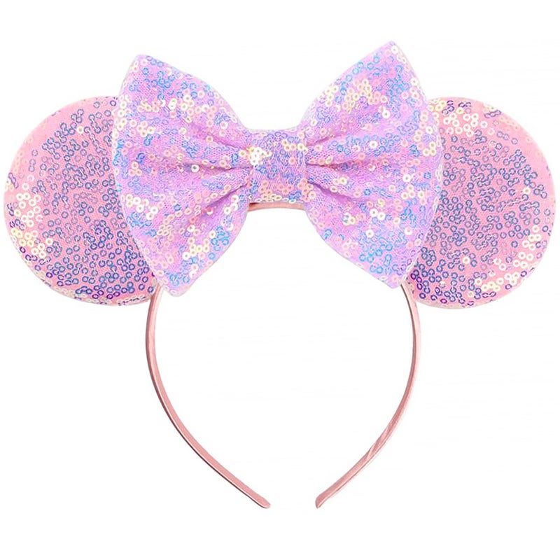 MADO Pink Mouse Ears Headband for Women, Adults and Girls - Fairy Ear Headpieces for Disney Park Visits (Light Pink) - Image 1
